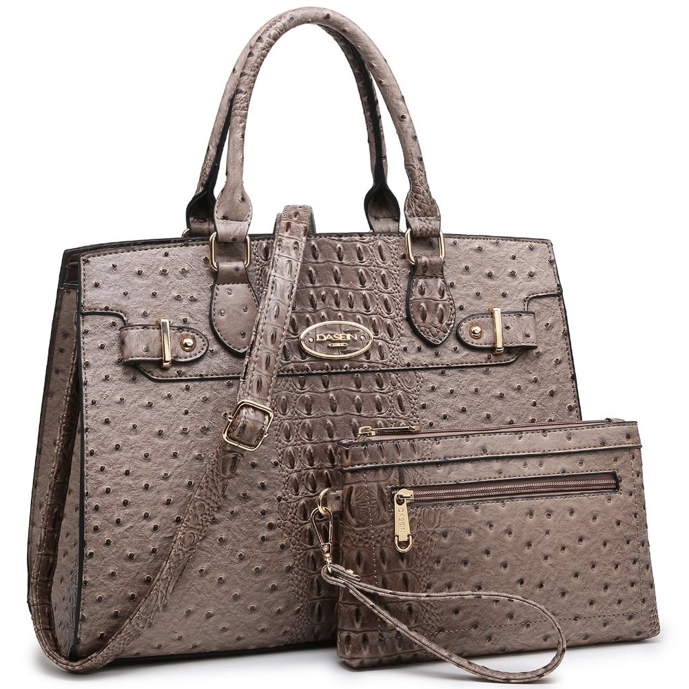 Dasein Khaki Handbag Top Handle Shoulder Bag Tote Work Bag with Pouch - Picture 2 of 2